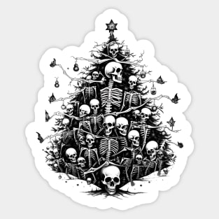 Black Christmas tree skulls and bones Sticker
